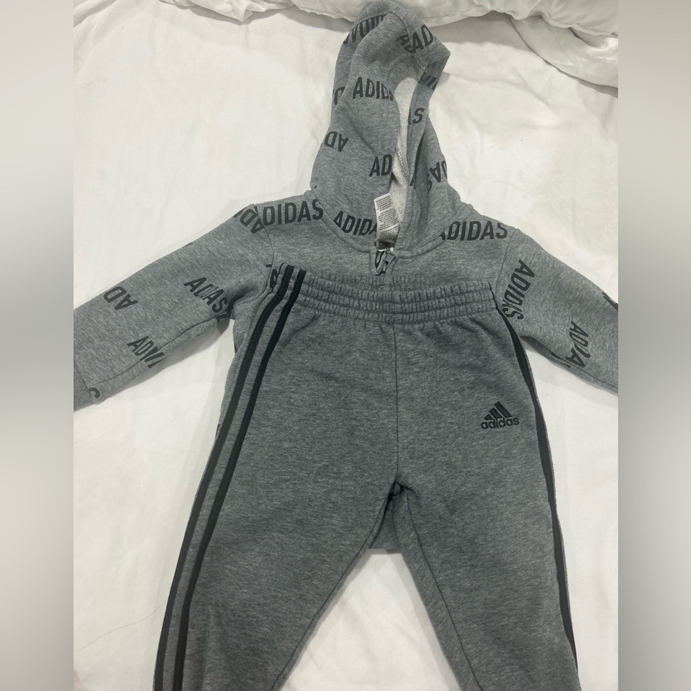 adidas Gray Kids Jogger Sweatpants with Side Stripes